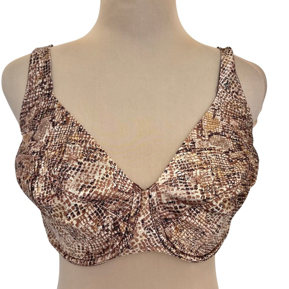 OLGA Stretch Satin Snakeskin Print Underwire Bra Unlined Size 38D